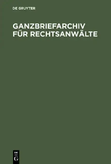 Cover of Ganzbriefarchiv für Rechtsanwälte