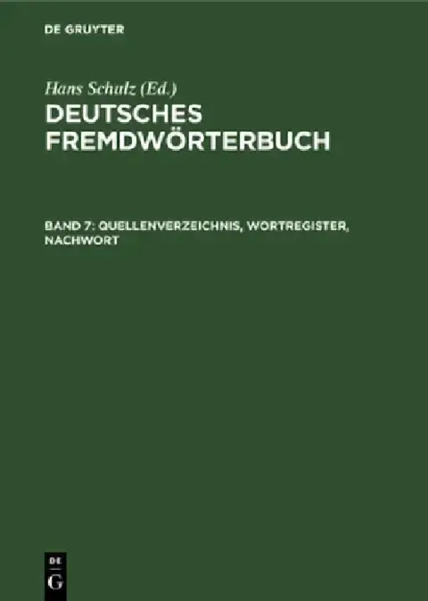 Cover of Quellenverzeichnis, Wortregister, Nachwort