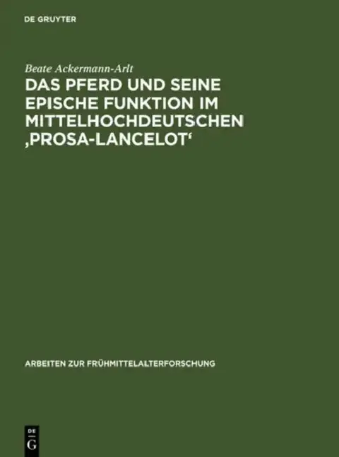 Cover of Das Pferd Und Seine Epische Funktion Im Mittelhochdeutschen 'Prosa-Lancelot'