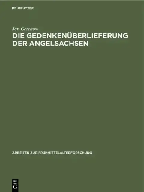 Cover of Die Gedenkenüberlieferung Der Angelsachsen
