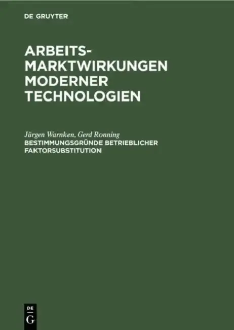 Cover of Bestimmungsgründe betrieblicher Faktorsubstitution