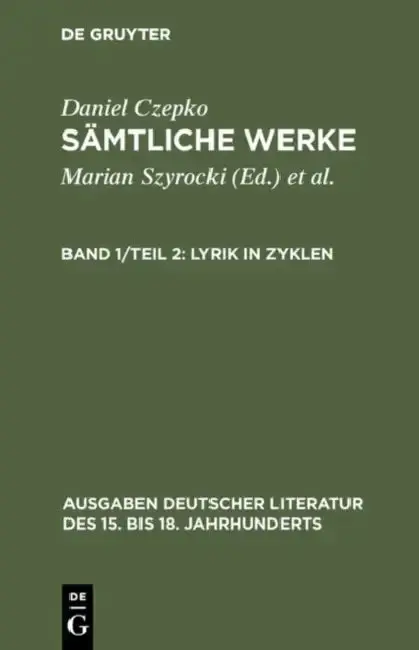 Cover of Sämtliche Werke, Band 1/Teil 2, Lyrik in Zyklen