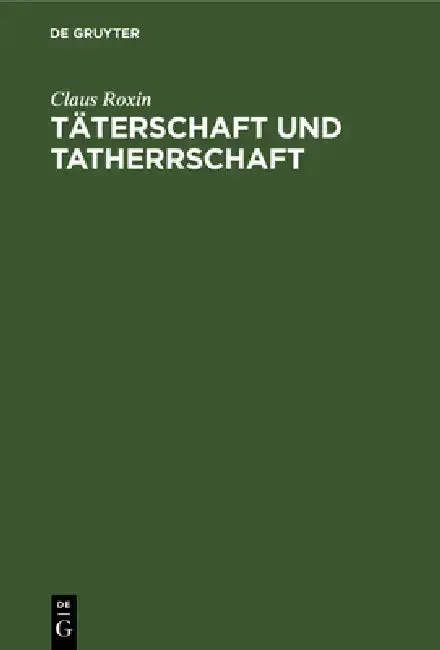 Cover of Täterschaft und Tatherrschaft