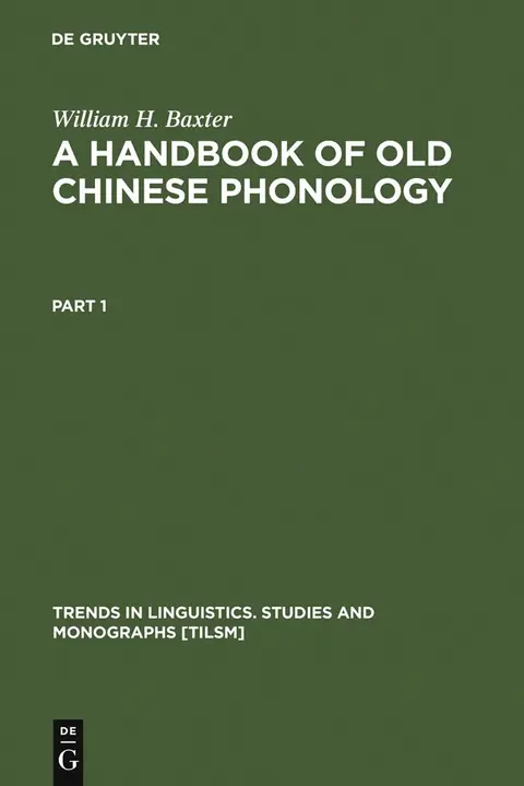 Cover of A Handbook of Old Chinese Phonology