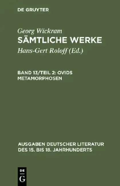 Cover of Sämtliche Werke, Band 13/Teil 2, Ovids Metamorphosen