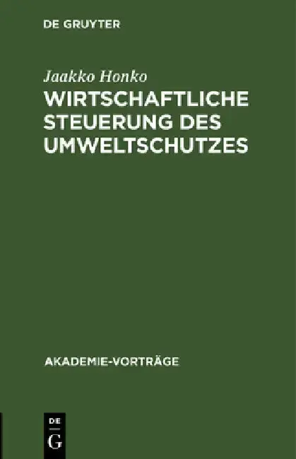 Cover of Wirtschaftliche Steuerung Des Umweltschutzes