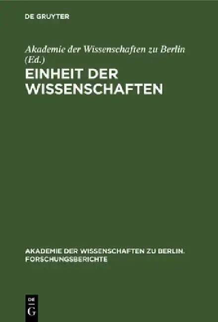 Cover of Einheit Der Wissenschaften