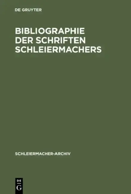 Cover of Bibliographie Der Schriften Schleiermachers