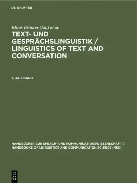 Cover of Text- Und Gesprächslinguistik 1. Halbband