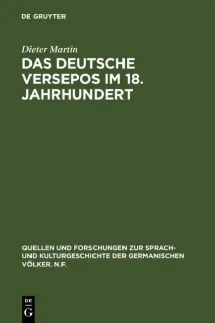 Cover of Das Deutsche Versepos Im 18. Jahrhundert