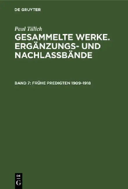 Cover of Frühe Predigten 1909-1918