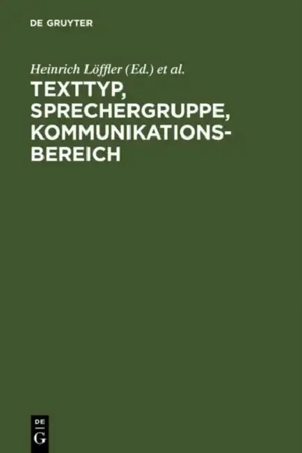 Cover of Texttyp, Sprechergruppe, Kommunikationsbereich