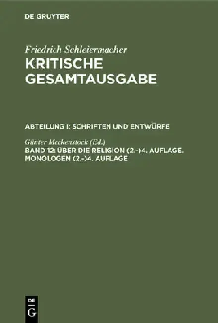 Cover of Über die Religion (2.-)4. Auflage. Monologen (2.-)4. Auflage