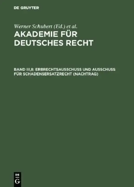Cover of Erbrechtsausschu Und Ausschu Fr Schadensersatzrecht (Nachtrag)