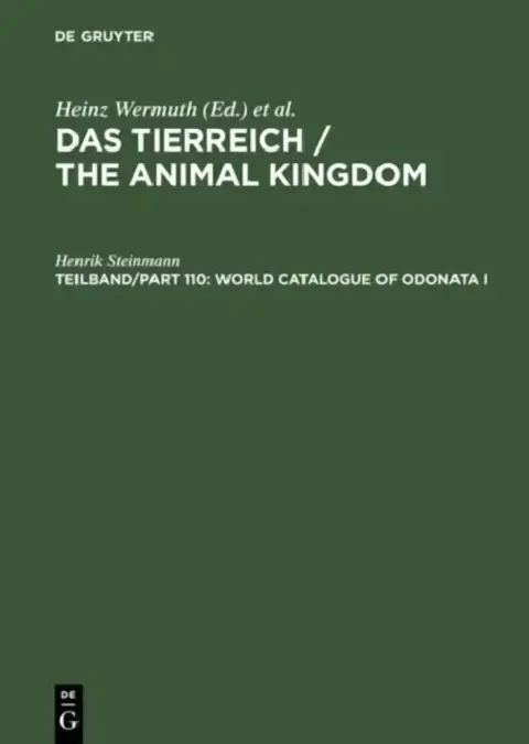 Cover of World Catalogue of Odonata I