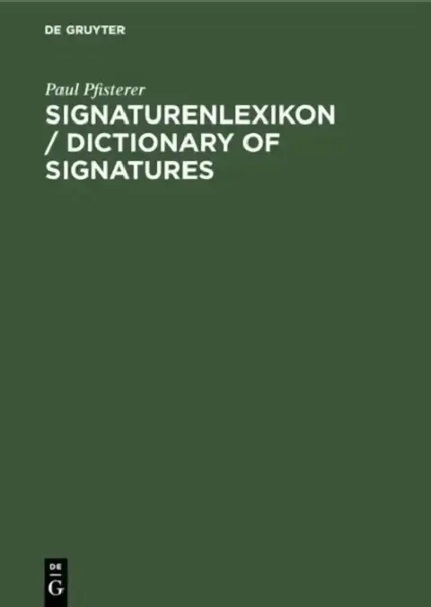 Cover of Dictionary of Signatures/Signaturenlexikon