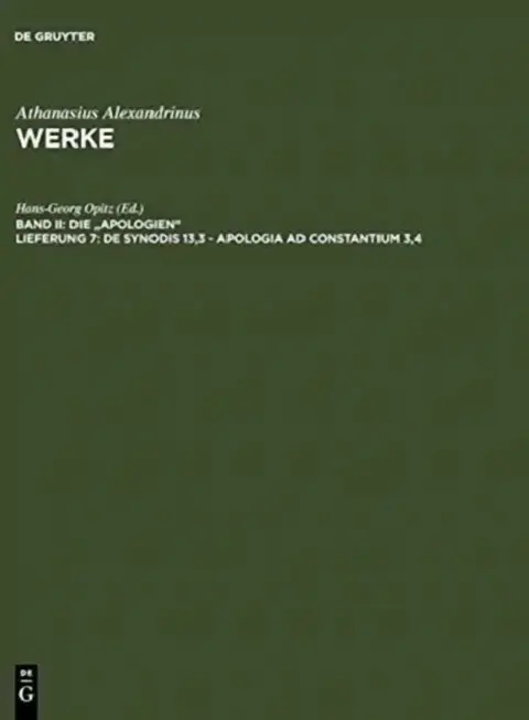 Cover of de Synodis 13,3 - Apologia AD Constantium 3,4