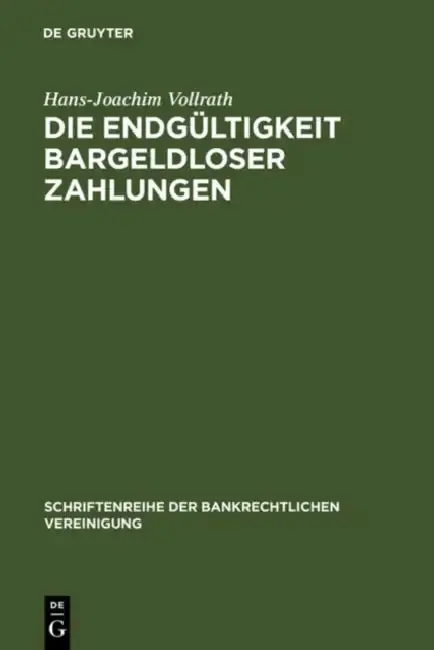 Cover of Die Endgültigkeit bargeldloser Zahlungen
