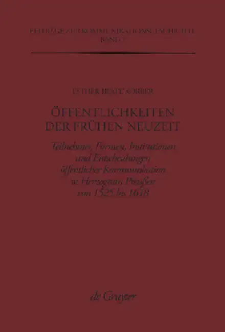 Cover of Öffentlichkeiten der Frühen Neuzeit