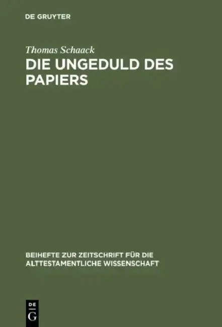 Cover of Die Ungeduld Des Papiers