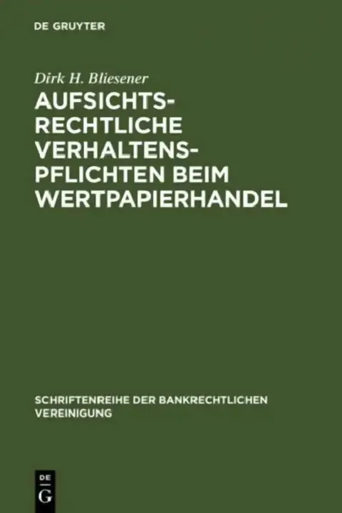 Cover of Aufsichtsrechtliche Verhaltenspflichten beim Wertpapierhandel