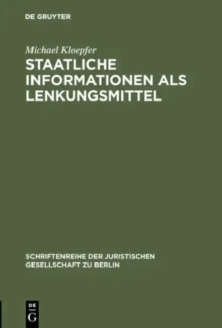 Cover of Staatliche Informationen als Lenkungsmittel