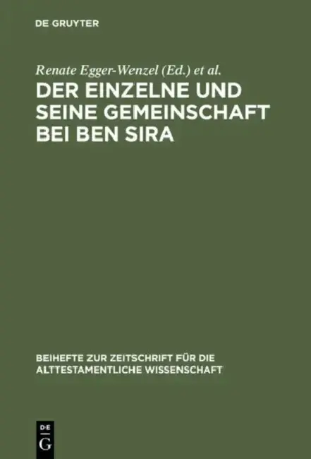 Cover of Der Einzelne Und Seine Gemeinschaft Bei Ben Sira