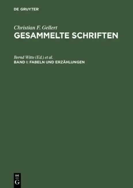 Cover of Gesammelte Schriften, Bd I, Fabeln und Erzählungen