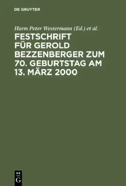 Cover of Festschrift Für Gerold Bezzenberger Zum 70. Geburtstag Am 13. März 2000