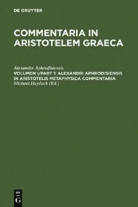 Cover of Alexandri Aphrodisiensis in Aristotelis Metaphysica Commentaria