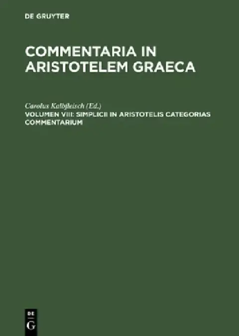 Cover of Simplicii in Aristotelis categorias commentarium