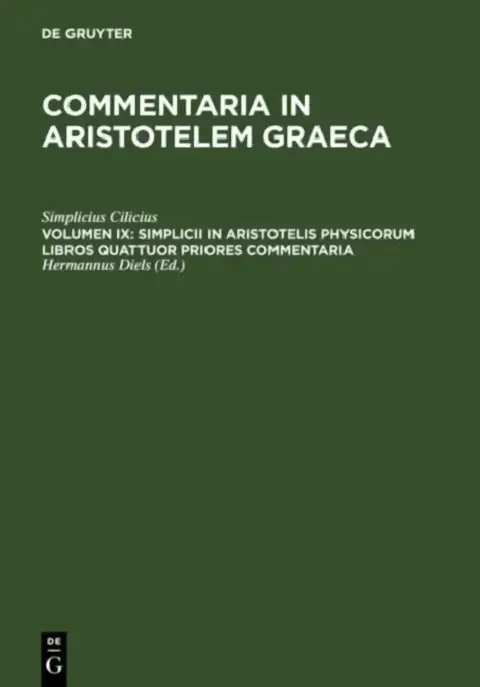Cover of Simplicii in Aristotelis Physicorum Libros Quattuor Priores Commentaria