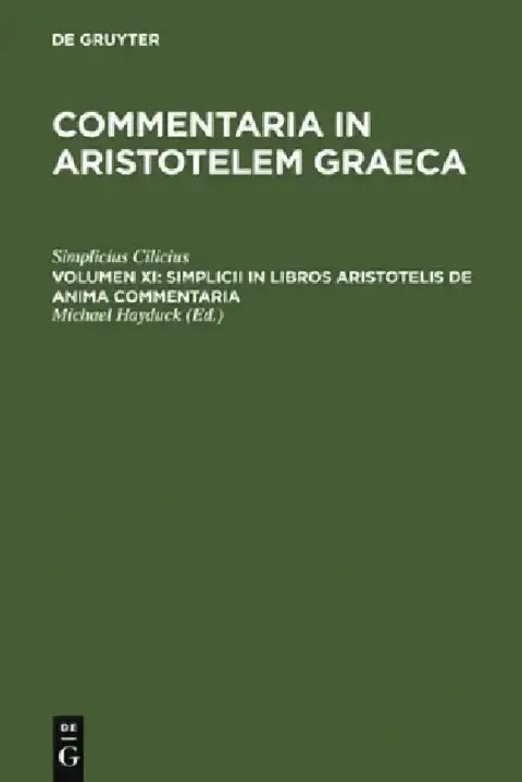 Cover of Simplicii in Libros Aristotelis de Anima Commentaria