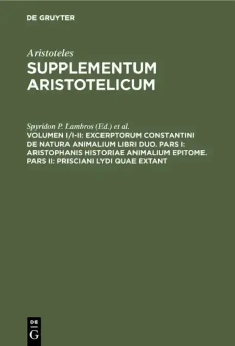 Cover of Excerptorum Constantini de Natura Animalium Libri Duo. Pars I
