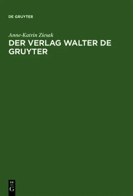 Cover of Der Verlag Walter de Gruyter