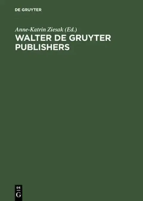 Cover of Walter de Gruyter Publishers