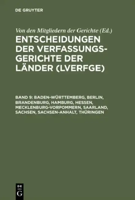 Cover of Baden-Wrttemberg, Berlin, Brandenburg, Hamburg, Hessen, Mecklenburg-Vorpommern, Saarland, Sachsen, Sachsen-Anhalt, Thringen