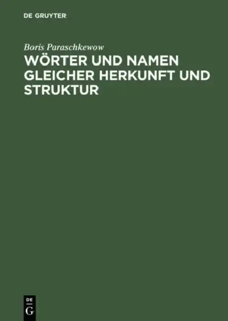 Cover of Worter Und Namen Gleicher Struktur Und Herkunft