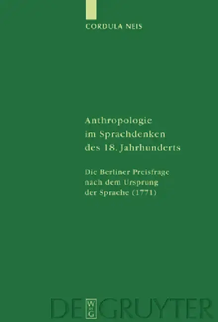 Cover of Anthropologie im Sprachdenken des 18. Jahrhunderts