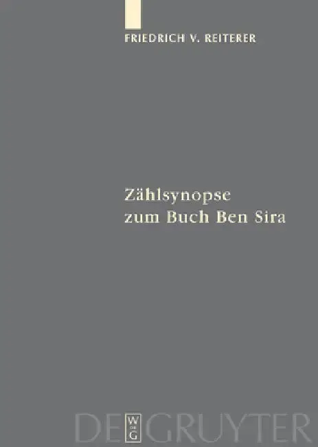 Cover of Zählsynopse Zum Buch Ben Sira
