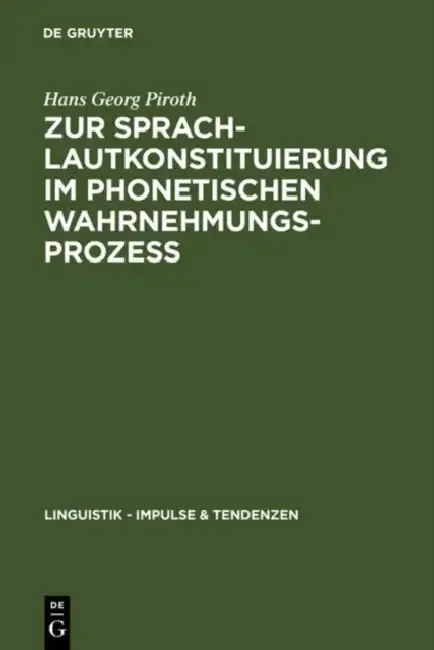 Cover of Zur Sprachlautkonstituierung im phonetischen Wahrnehmungsprozess