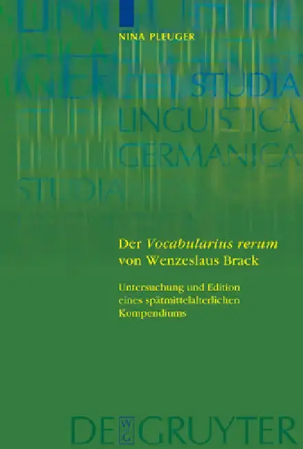 Cover of Der 'Vocabularius Rerum' Von Wenzeslaus Brack