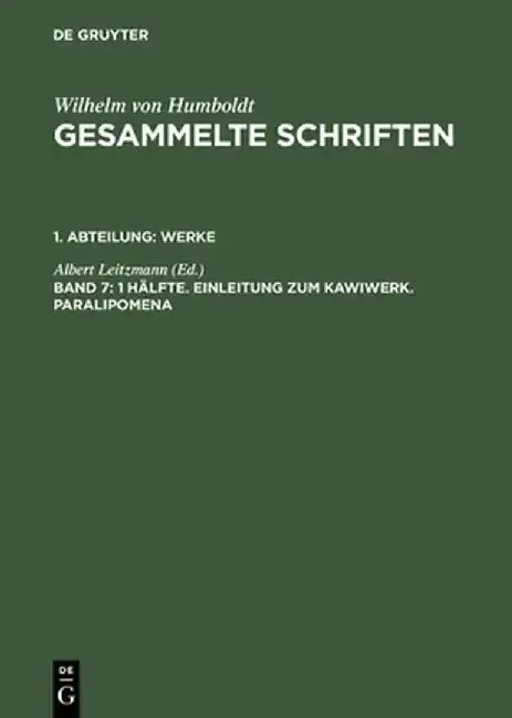 Cover of 1 Hlfte. Einleitung Zum Kawiwerk. Paralipomena