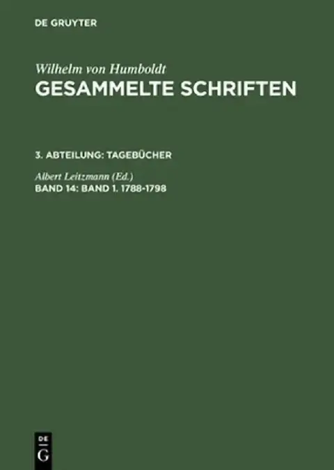 Cover of Gesammelte Schriften, Band 14, Band 1. 1788-1798