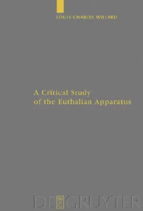 Cover of A Critical Study of the Euthalian Apparatus