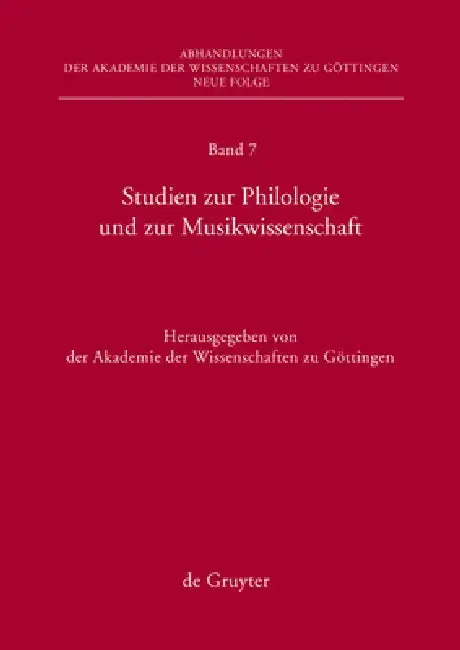 Cover of Studien Zur Philologie Und Zur Musikwissenschaft