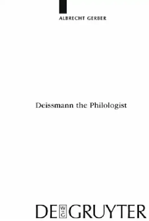 Cover of Deissmann the Philologist