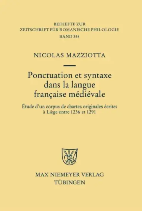 Cover of Ponctuation et syntaxe dans la langue française médiévale
