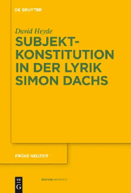 Cover of Subjektkonstitution in der Lyrik Simon Dachs