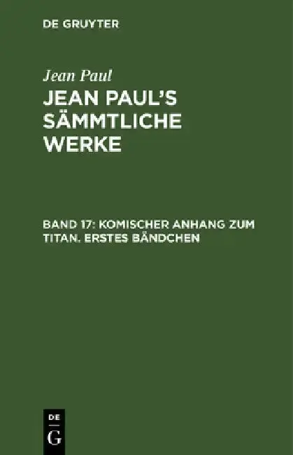 Cover of Komischer Anhang Zum Titan. Erstes Bändchen